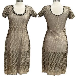 Gorgeous Black and Gold Embroidered Net Tunic Shirt in the Size Medium